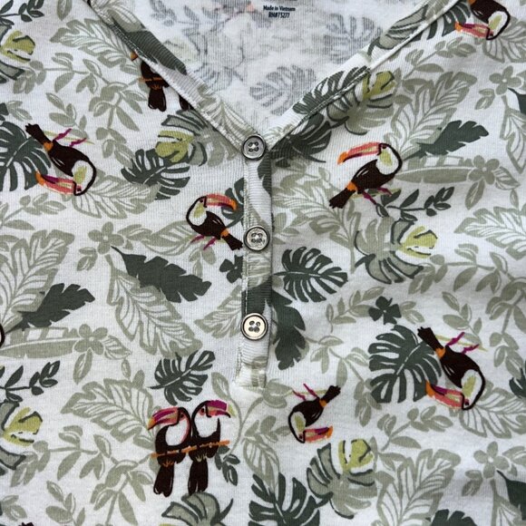 Croft & Barrow Button Front Top Women’s Size XL Toucan Print White Cotton V-Neck - Picture 3 of 4